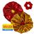 Kit 10 Toucas de Cetim Antifrizz Dupla Face Alto Brilho Ajustável + Xuxinha Vermelho, Dourado