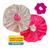 Kit 10 Toucas de Cetim Antifrizz Dupla Face Alto Brilho Ajustável + Xuxinha Rosa, Pink