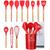 Kit 12 Utensílios de Cozinha Silicone Cabo de Madeira Varias Cores 026 Vermelho