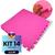 Kit 14 Placas Tapete Infantil EVA Estilo Piso Tatame 50x50cm 10mm (3,5 m²) Emborrachado Crianças Bebes Exercícios c/ Encaixe + Bordas Acabamento Rosa pink