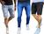 Kit 2 bermudas 1 calça masculina jeans rasgada semi Slim Skinny lançamento envio imediato Ber clara, Calça média, Bermuda preta