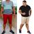 Kit 2 Bermudas Masculina Brim Plus Size Esporte Fino Social Vermelho, Bege