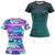 Kit 2 Blusa Camiseta Fitness Feminina Caminhada Academia Treino Proteção UV Ante suor Geometric, Grid