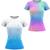 Kit 2 Blusa Feminina Fitness Academia Camisa Caminhada Degrade Camiseta Treino Proteção UV50 Azul branco, Tie dye