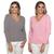 Kit 2 Blusa Feminina Modal Tricot Traças Sueter Casual Frio Cinza, Rosa, Bebê