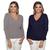 Kit 2 Blusa Feminina Modal Tricot Traças Sueter Casual Frio Cinza, Marinho