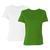 Kit 2 Blusas Feminina Tshirt Camiseta DF Manga Curta Algodão Básica Lisa Premium Verde, Branco