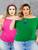 Kit 2 Blusas Ombro A Ombro Plus Size Ciganinha Pink liso, Verde bandeira