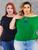 Kit 2 Blusas Ombro A Ombro Plus Size Ciganinha Preto liso, Verde bandeira