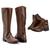 Kit 2 Bota Feminina Montaria Country Ajustável  + Coturno Cano Curto Capuccino