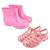 Kit 2 Bota Galocha Infantil Sandália Menina Aranha Emborrachada Rosa Rosa