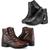 Kit 2 Botas Coturno Feminina Bico Redondo Cano Curto Leve Preto, Marrom