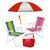 Kit 2 Cadeira Alta Alumínio + Guarda Sol + Caixa Térmica 26 Litros + Saca Areia Rosca - Mor Vermelho