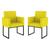 Kit 2 Cadeira Poltrona Moderna com Base de Ferro Preta Suede Amarelo