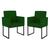 Kit 2 Cadeira Poltrona Moderna com Base de Ferro Preta Suede Verde