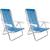 Kit 2 Cadeira Praia Alumínio Reforçada Reclinável 8 Posições Azul