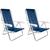 Kit 2 Cadeira Praia Alumínio Reforçada Reclinável 8 Posições Azul, Marinho