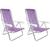 Kit 2 Cadeira Praia Alumínio Reforçada Reclinável 8 Posições Lilás
