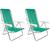 Kit 2 Cadeira Praia Alumínio Reforçada Reclinável 8 Posições Verde