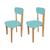 Kit 2 Cadeiras Colorê Infantil Assento e Encosto Azul Base em Madeira Maciça Pinus Azul