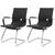 Kit 2 Cadeiras De Escritório Interlocutor Fixa Baixa Stripes Esteirinha Charles Eames Eiffel Preta Preto