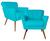 Kit 2 Cadeiras Estofada Laís Para Recepção Consultorio e Clínica - Suede - Sv Decor  Azul Turquesa