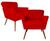 Kit 2 Cadeiras Estofada Laís Para Recepção Consultorio e Clínica - Suede - Sv Decor  Vermelho
