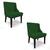 Kit 2 Cadeiras Estofadas para Sala de Jantar Base Fixa de Madeira Preto Lia Veludo Luxo Verde - Ibiza Verde