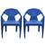 Kit 2 Cadeiras Poltrona Apoio De Braço Plástica Resistente Azul