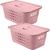 Kit 2 Caixas Organizadoras Com Tampa Alta Vazada Cube Média 5 Litros 29x20x13cm Rosa