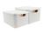 Kit 2 Caixas Organizadoras Rattan de Plástico Resistente Médio Cesto Com Tampa Capacidade 8 Litros Branco