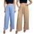 Kit 2 Calças Feminina Pantalona Cintura Alta Duna Tendência Nude, Azul, Caribe