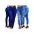 Kit 2 Calcas Jeans Feminina Blogueira Jogger Cos Alto Lindas Country Versão Skinny Barra Justa Azul