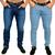 Kit 2 Calças sarja masculino slim reta cores variadas Jeans escuro, Jeans medio