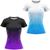 Kit 2 Camisa Academia Feminina Camiseta Caminhada Treino Blusa Dry fit Absorção do suor Roxo preto, Azul branco