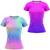 Kit 2 Camisa Academia Feminina Camiseta Caminhada Treino Blusa Dry fit Absorção do suor Tie dye, Rosa azul