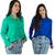 Kit 2 Camisa Social Feminina Básica Casual Disponível Em Varias Cores Verde, Azul bic