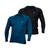 Kit 2 Camisa Térmica Masculina UV Segunda Pele Protação Solar 50+ Manga Longa Dry Fit  + Boné + Relógio Preto, Azul