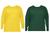 Kit 2 Camisas Masculina Manga Longa Plus Size Malha Fria Amarelo, Verde escuro