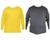 Kit 2 Camisas Masculina Manga Longa Plus Size Malha Fria Amarelo, Grafite