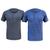 Kit 2 Camiseta Henley Masculina Camisa Botões Gola Portuguesa Premium Gola Padre Slim Cinza escuro, Azul