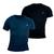 Kit 2 Camiseta Masculina Camisas 100% Algodão Premium Slim Basicas MP Preto, Azul marinho