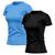 Kit 2 Camisetas Feminina Dry Básica Lisa Proteção Solar UV Térmica Blusa Academia Esporte Camisa Preto, Azul