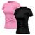 Kit 2 Camisetas Feminina Dry Fit Básica Lisa Proteção Solar UV Térmica Blusa Academia Esporte Camisa Preto, Rosa