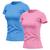 Kit 2 Camisetas Feminina Dry Fit Básica Lisa Proteção Solar UV Térmica Blusa Academia Esporte Camisa Azul, Rosa
