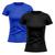 Kit 2 Camisetas Feminina Dry Fit Proteção Solar UV Básica Lisa Treino Academia Passeio Fitness Ciclismo Camisa Preto, Azul