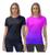 Kit 2 Camisetas Feminina Fitness Academia Treino Proteção Uv Preto, Rosa azul
