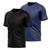 Kit 2 Camisetas Masculina Dry Manga Curta Proteção UV Slim Fit Básica Academia Treino Fitness Preto, Azul
