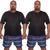 Kit 2 Camisetas Masculina Plus Size Manga Curta Dry Fit Lisa Proteção Solar UV Térmica Camisa Treino Academia Praia Preto
