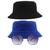 Kit 2 Chapéu Bucket Hat E Oculos De Sol Hexagonal Preto MD-04 Azul royal